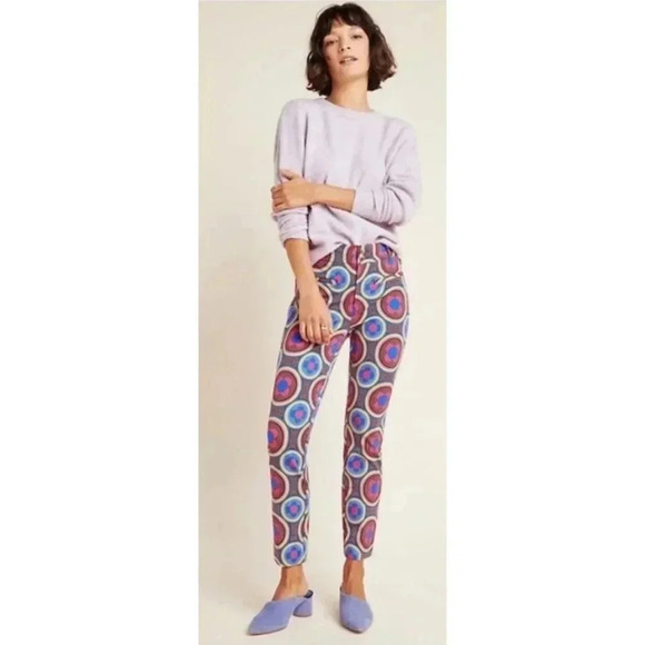 Anthropologie Womens The Essential Slim Printed Trousers Multicolor Size 6 - Picture 15 of 15
